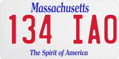 MA license plate 134IA0