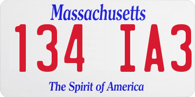 MA license plate 134IA3