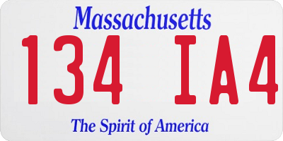 MA license plate 134IA4