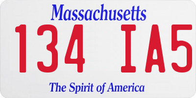 MA license plate 134IA5