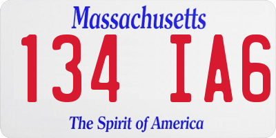 MA license plate 134IA6