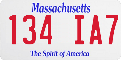 MA license plate 134IA7