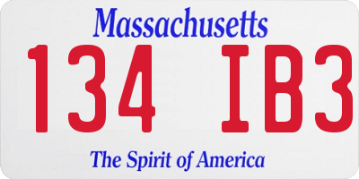 MA license plate 134IB3