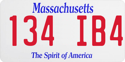 MA license plate 134IB4