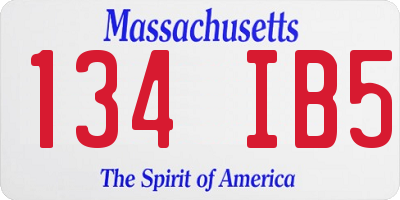 MA license plate 134IB5