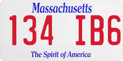 MA license plate 134IB6