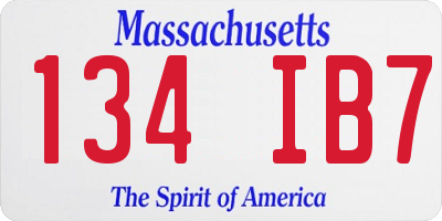 MA license plate 134IB7