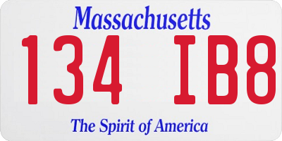 MA license plate 134IB8