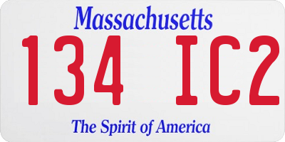 MA license plate 134IC2