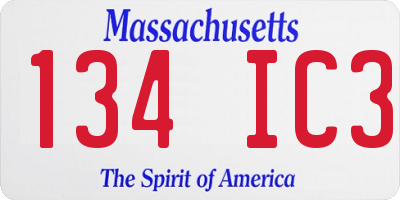 MA license plate 134IC3