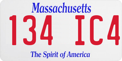 MA license plate 134IC4