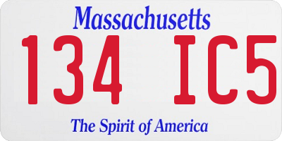 MA license plate 134IC5