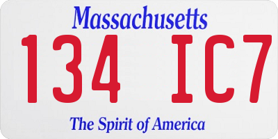 MA license plate 134IC7