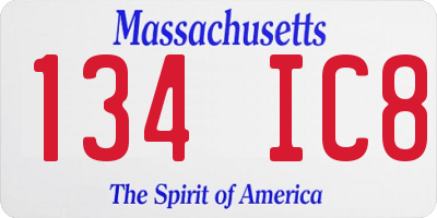 MA license plate 134IC8