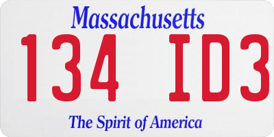 MA license plate 134ID3