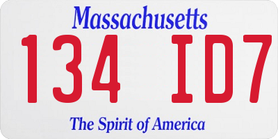 MA license plate 134ID7
