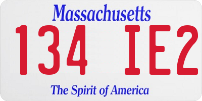 MA license plate 134IE2