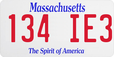 MA license plate 134IE3