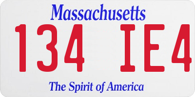 MA license plate 134IE4
