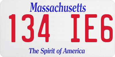 MA license plate 134IE6