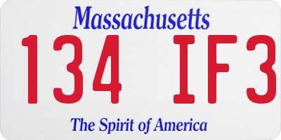 MA license plate 134IF3