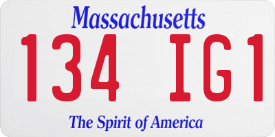 MA license plate 134IG1