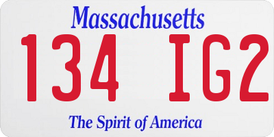 MA license plate 134IG2