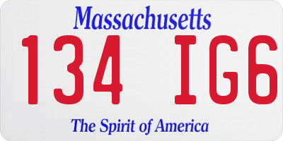 MA license plate 134IG6