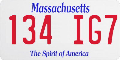 MA license plate 134IG7