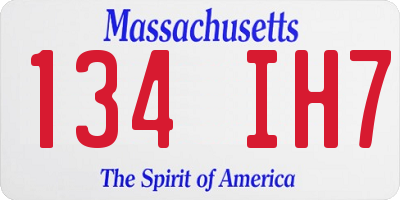 MA license plate 134IH7