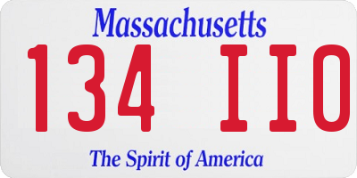 MA license plate 134II0