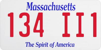 MA license plate 134II1