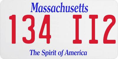 MA license plate 134II2