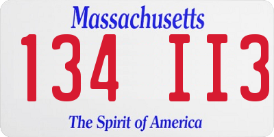 MA license plate 134II3