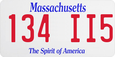 MA license plate 134II5