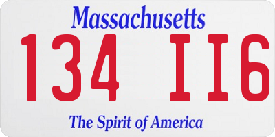 MA license plate 134II6