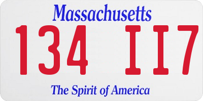 MA license plate 134II7