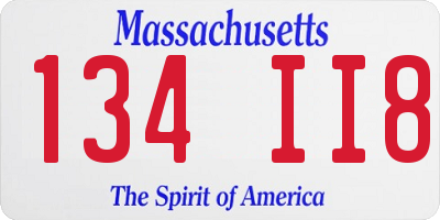 MA license plate 134II8