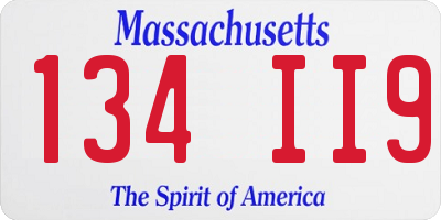 MA license plate 134II9