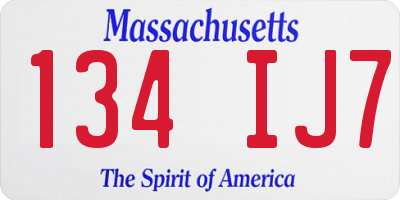 MA license plate 134IJ7