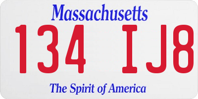 MA license plate 134IJ8
