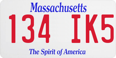 MA license plate 134IK5