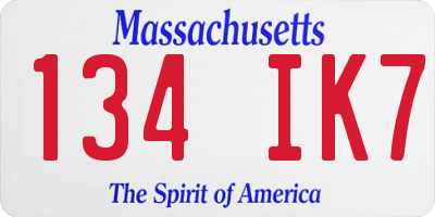MA license plate 134IK7