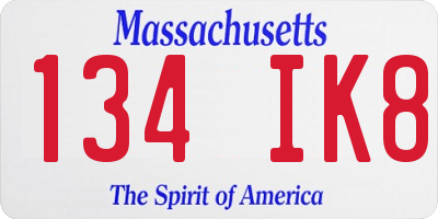 MA license plate 134IK8