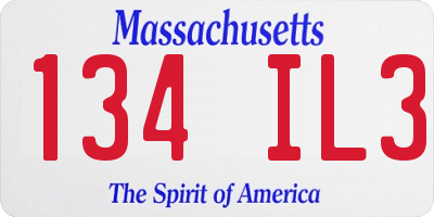 MA license plate 134IL3