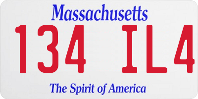 MA license plate 134IL4