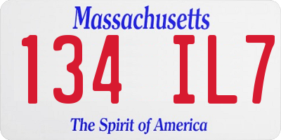 MA license plate 134IL7