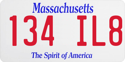 MA license plate 134IL8