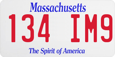 MA license plate 134IM9