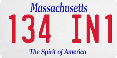 MA license plate 134IN1